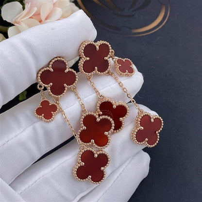 [GALE]CLOVER EARRINGS CARNELIAN 4 MOTIFS PINK GOLD