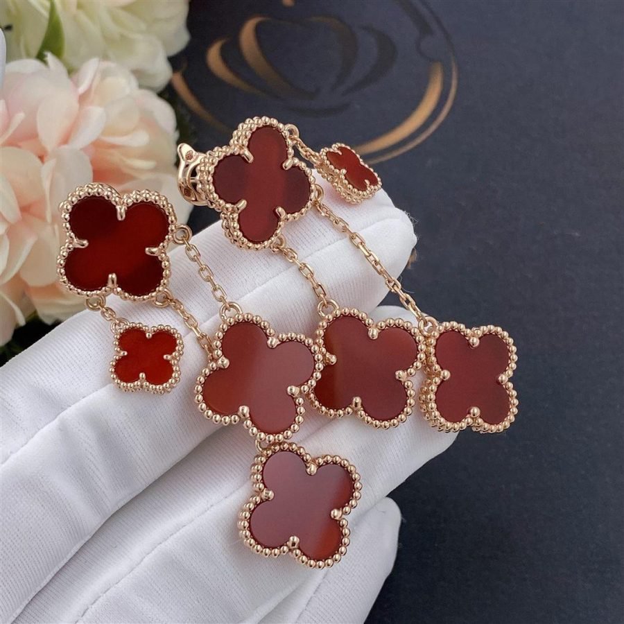 [GALE]CLOVER EARRINGS CARNELIAN 4 MOTIFS PINK GOLD