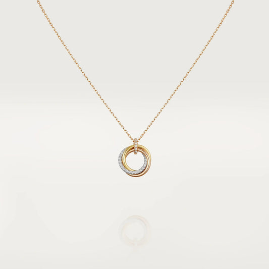 [GALE]TRINITY NECKLACE SILVER GOLD PINK GOLD DIAMONDS