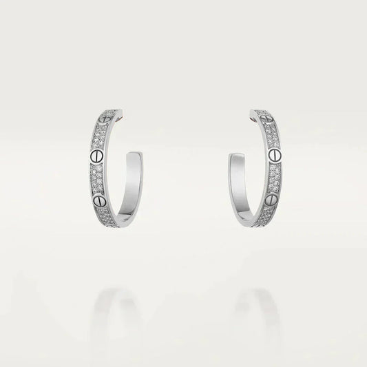 [GALE]LOVE DIAMOND SILVER HOOP EARRINGS