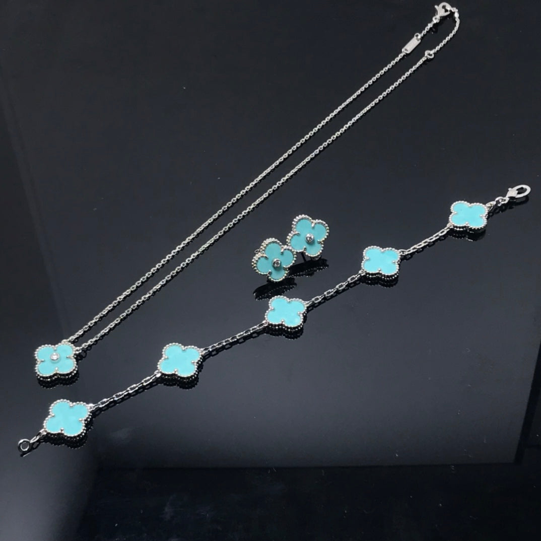 [GALE]CLOVER 1 DIAMOND BLUE SKY SILVER EARRINGS