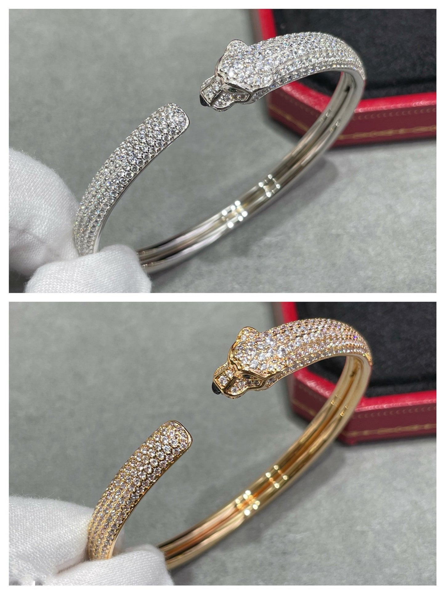 [GALE]PANTHERE FULL DIAMOND OPEN BRACELET