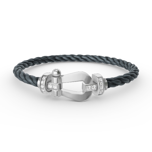 [GALE]FORCE LARGE HORSESHOE HALF DIAMOND BRACELET SILVER