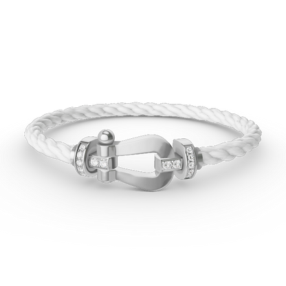[GALE]FORCE LARGE HORSESHOE HALF DIAMOND BRACELET SILVER