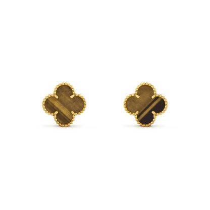 [GALE]CLOVER MEDIUM 1 MOTIFS TIGER EYE EARRINGS